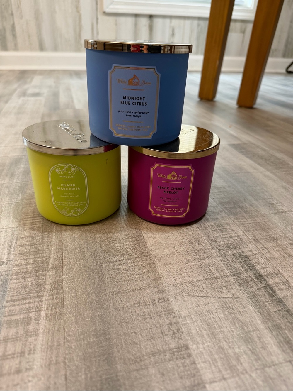 White Barn Bath & Body Works 3-Wick Candle Bundle Island Margarita Citrus Merlot - Picture 2 of 11